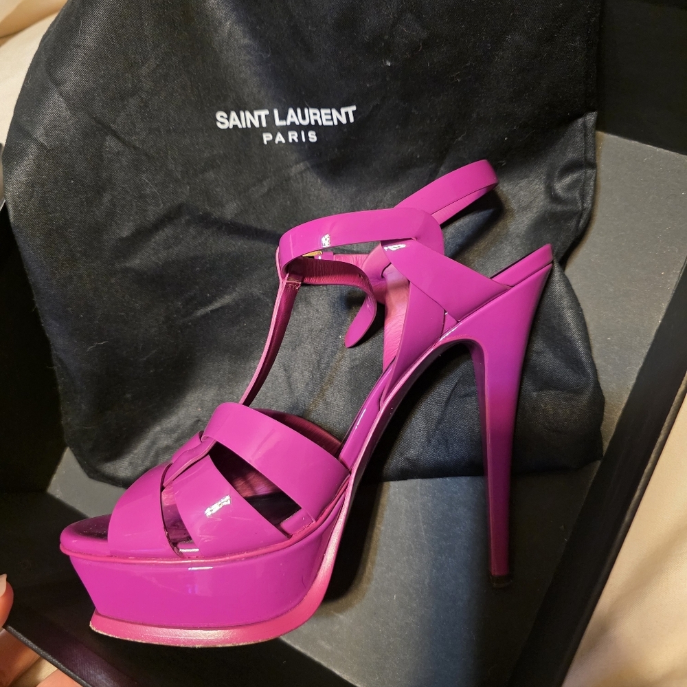 Saint Laurent Fuchsia Platform Heels